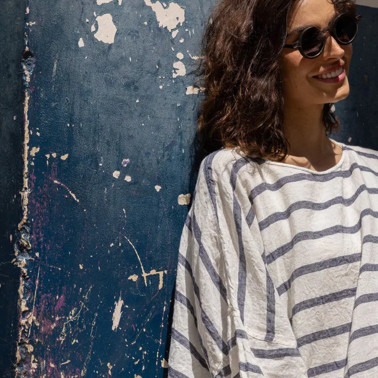 Meg By Design Newport Linen Stripe Dress