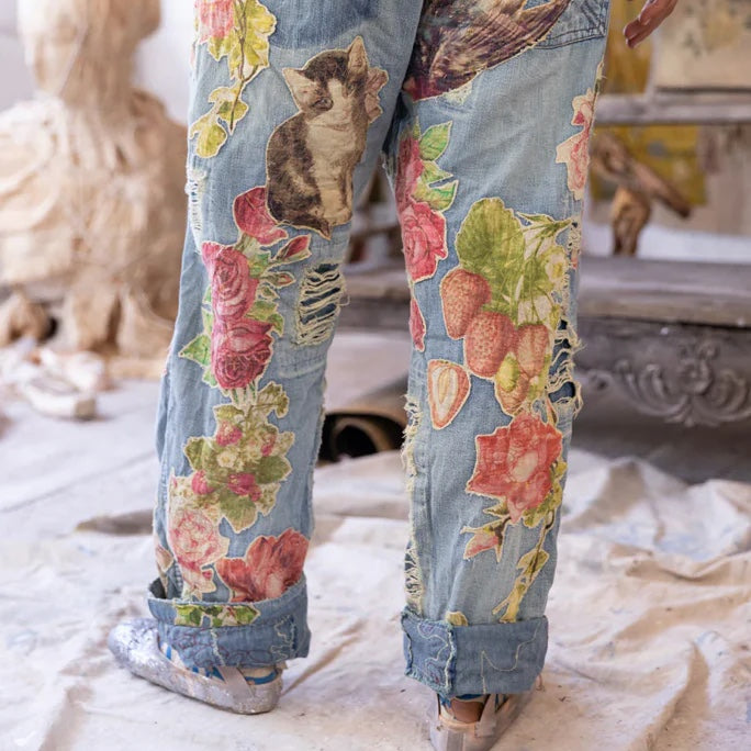 Magnolia Pearl Floral Appliqué Miner Denims