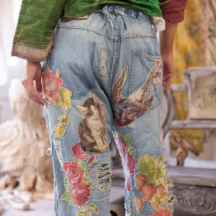 Magnolia Pearl Floral Appliqué Miner Denims