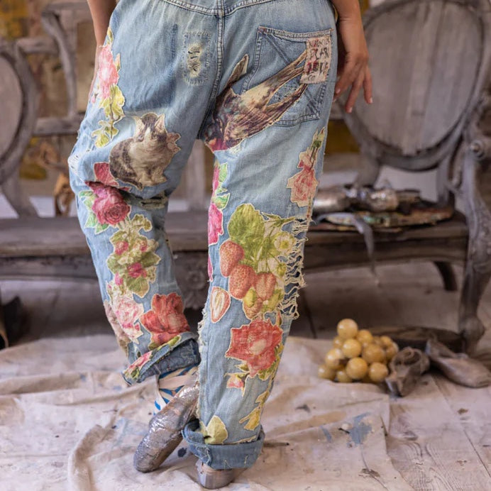 Magnolia Pearl Floral Appliqué Miner Denims