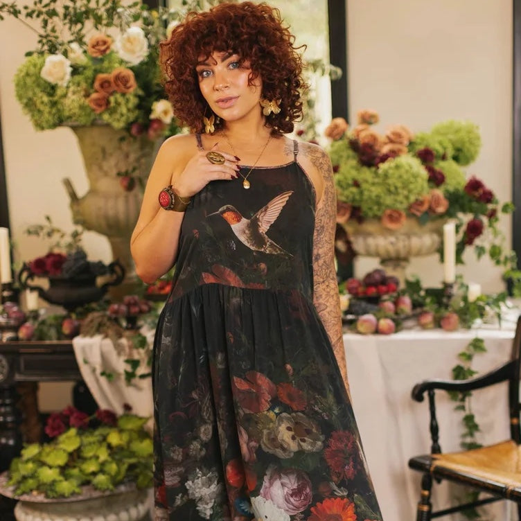 Market of Stars Flight of Fancy Hummingbirds Bohéme Long Maxi Slip Dress