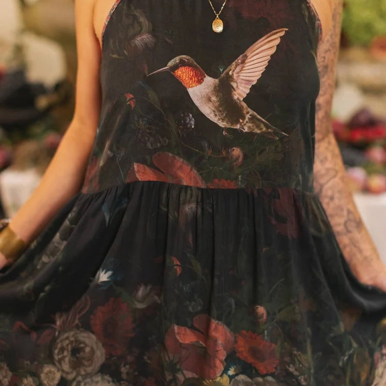 Market of Stars Flight of Fancy Hummingbirds Bohéme Long Maxi Slip Dress
