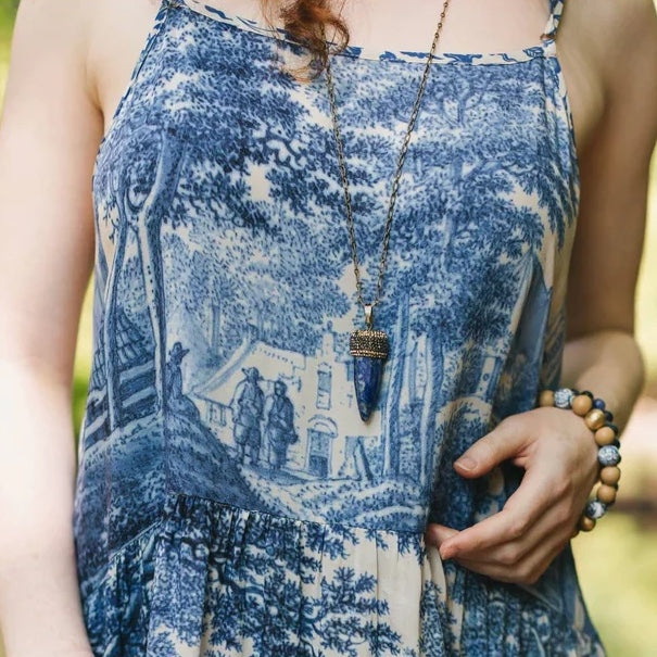 Market of Stars Let the Light in Bohéme Delft Print Long Maxi Slip Dress