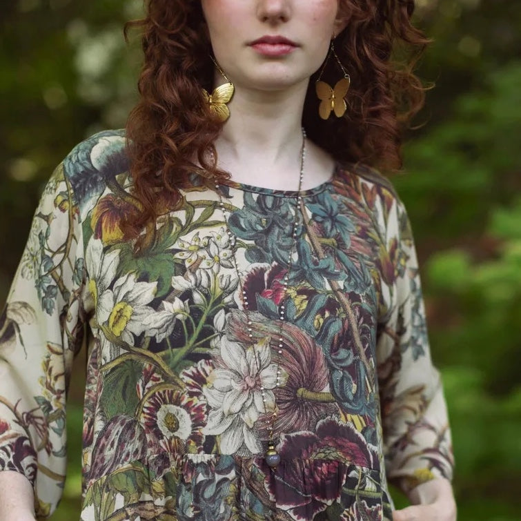 Market of Stars Love Grows Wild Artist Tunic Dress Bee & Floral Print