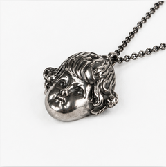 Manteau Noir French Dolls Head Sterling Silver Pendant and Chain