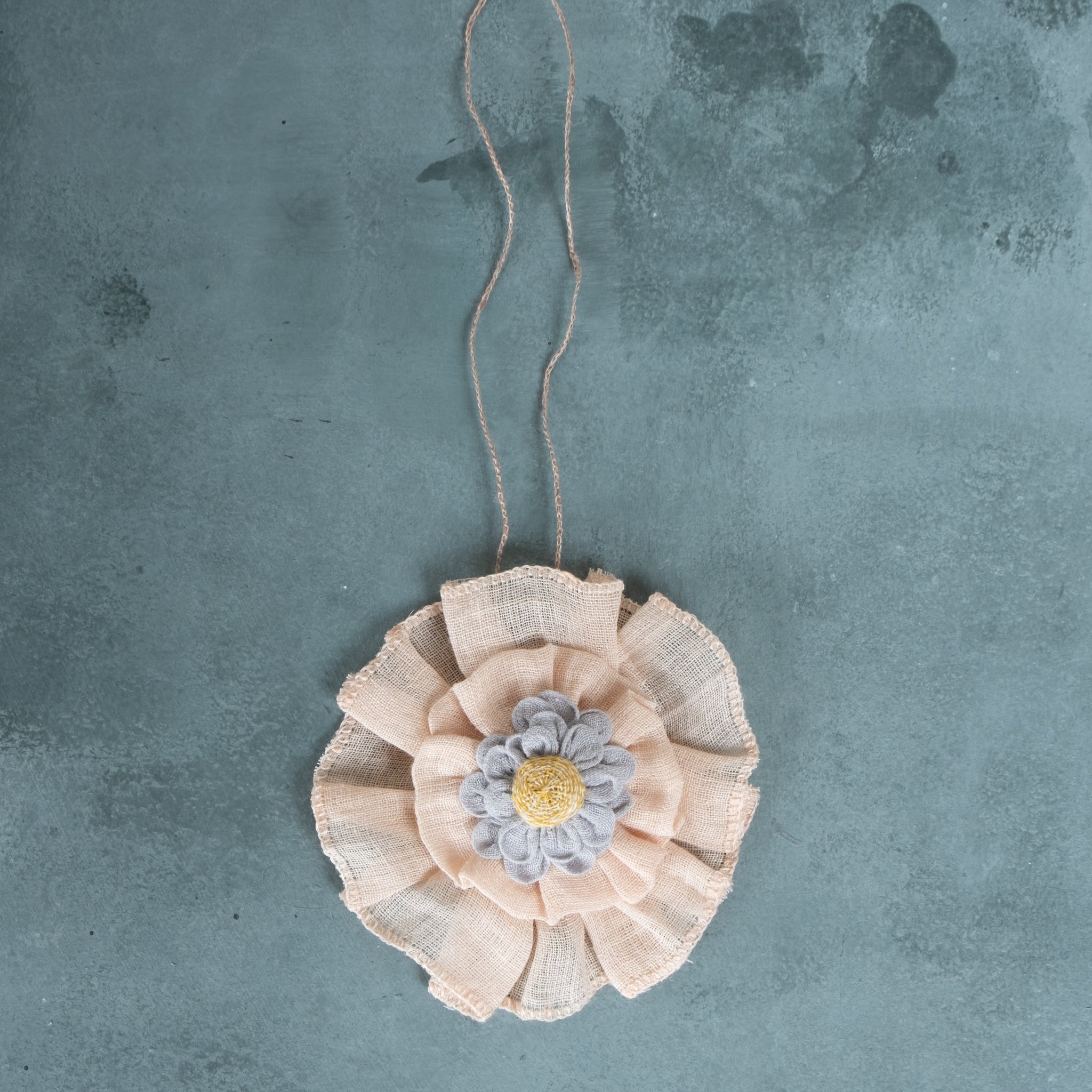 Sophie Digard Hand Crafted Linen Blossom Yellow Centred Necklace