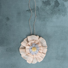 Sophie Digard Hand Crafted Linen Blossom Yellow Centred Necklace