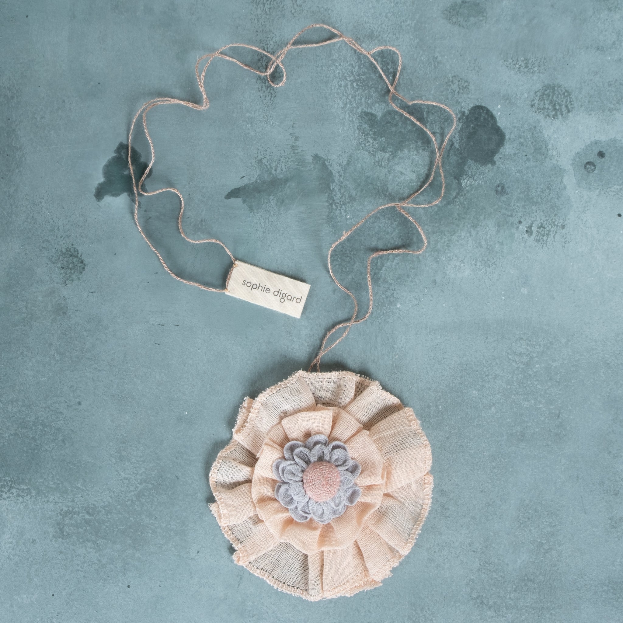 Sophie Digard Hand Crafted Linen Blossom Pink Centred Necklace