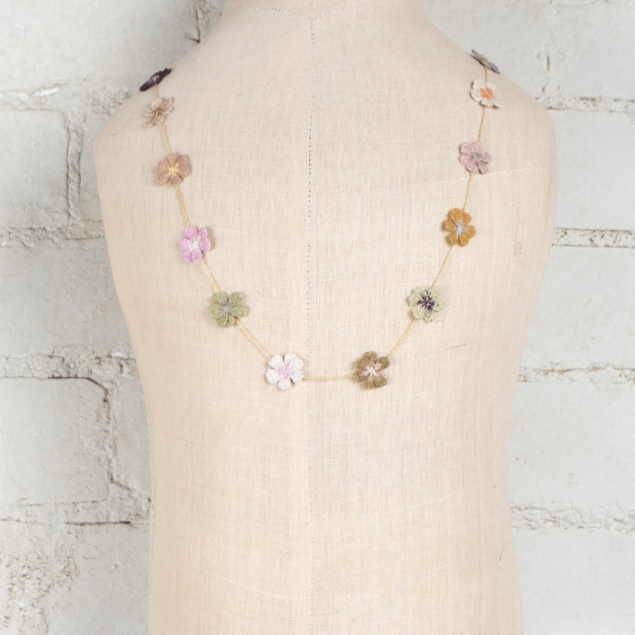 Sophie Digard Hand Crafted Linen Small Floral Lavender Necklace