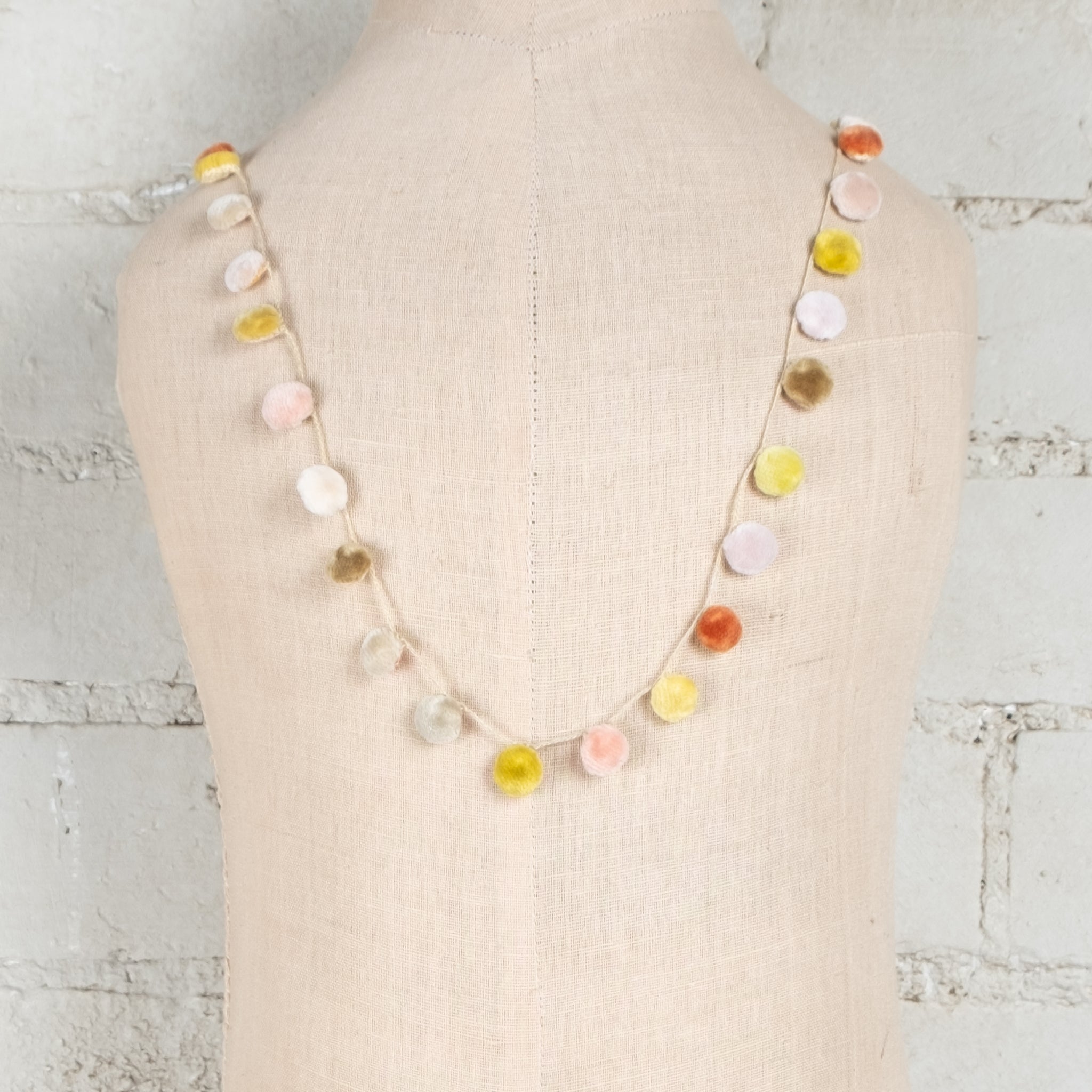 Sophie Digard Hand Crafted Linen & Velvet Bobble Necklace