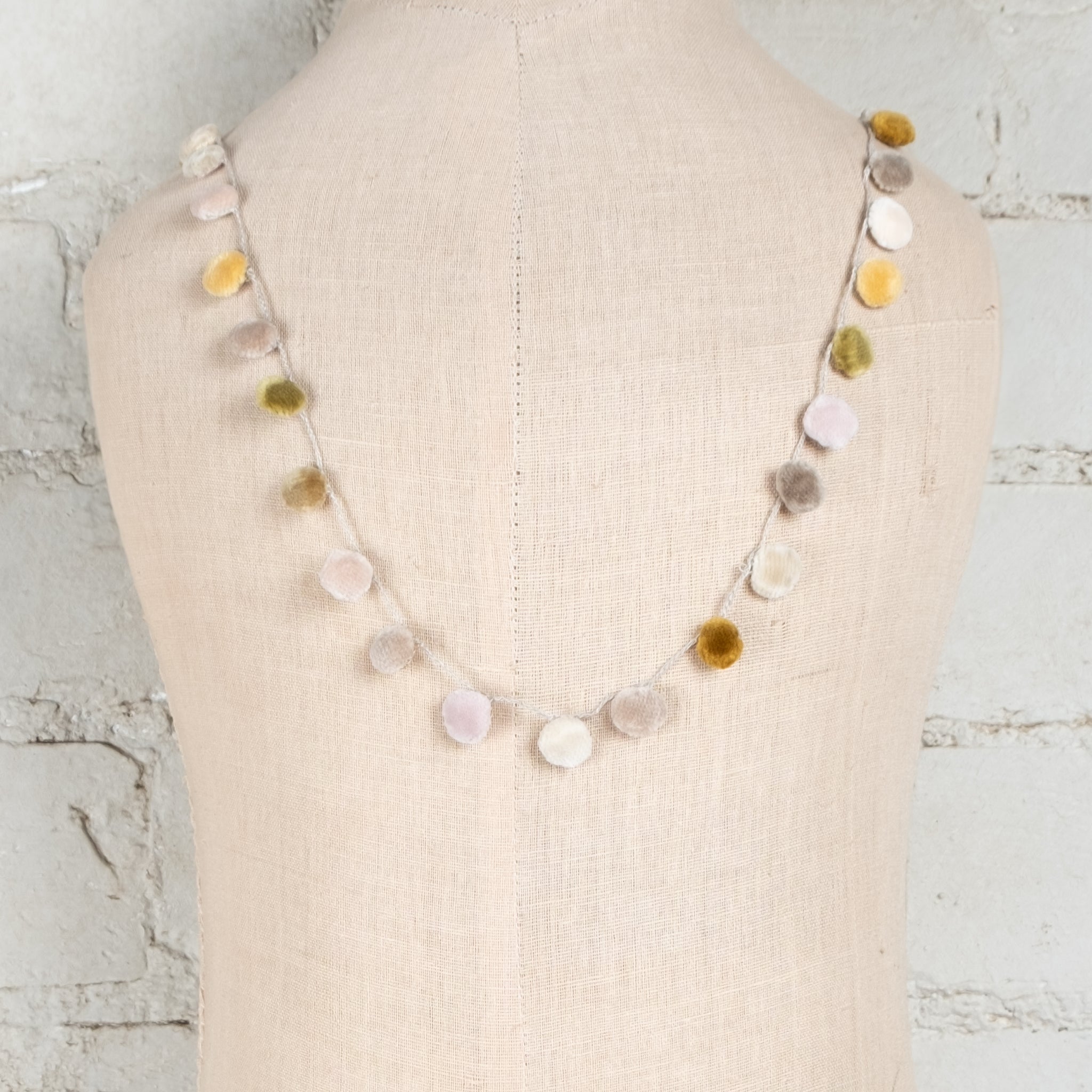 Sophie Digard Hand Crafted Linen & Velvet Bobble Necklace