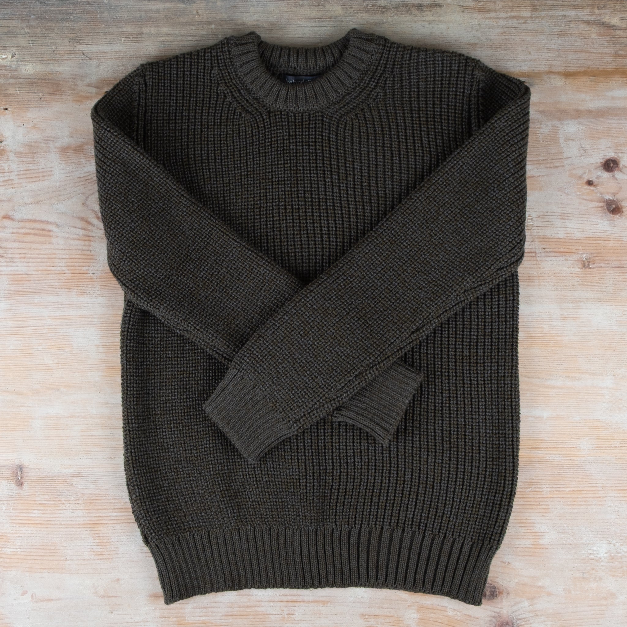 Crosshaven Ribbed Crew Neck Forest Sweater