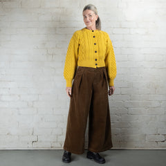 Montaigne Cotton Corduroy Front Pleated Wide Leg Pants