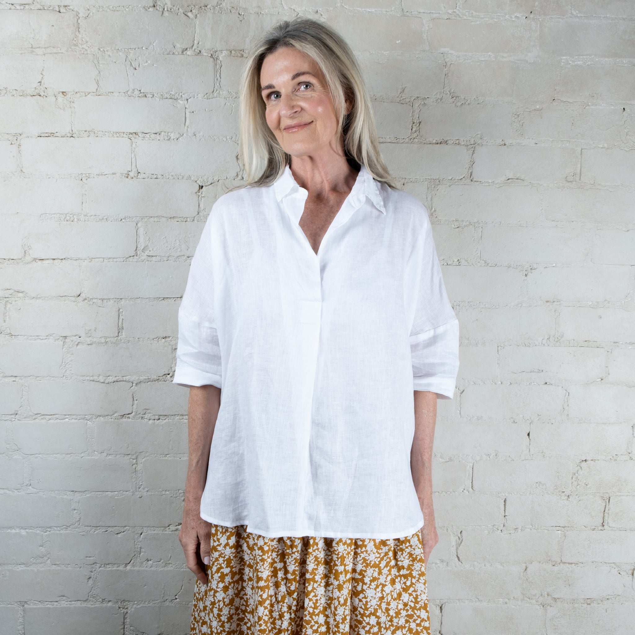 Riley White Linen Top