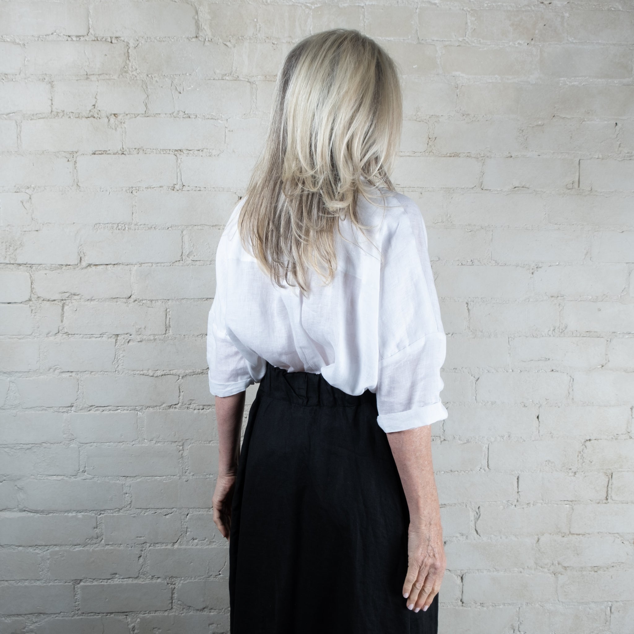 Lana Pull On Black Linen Skirt