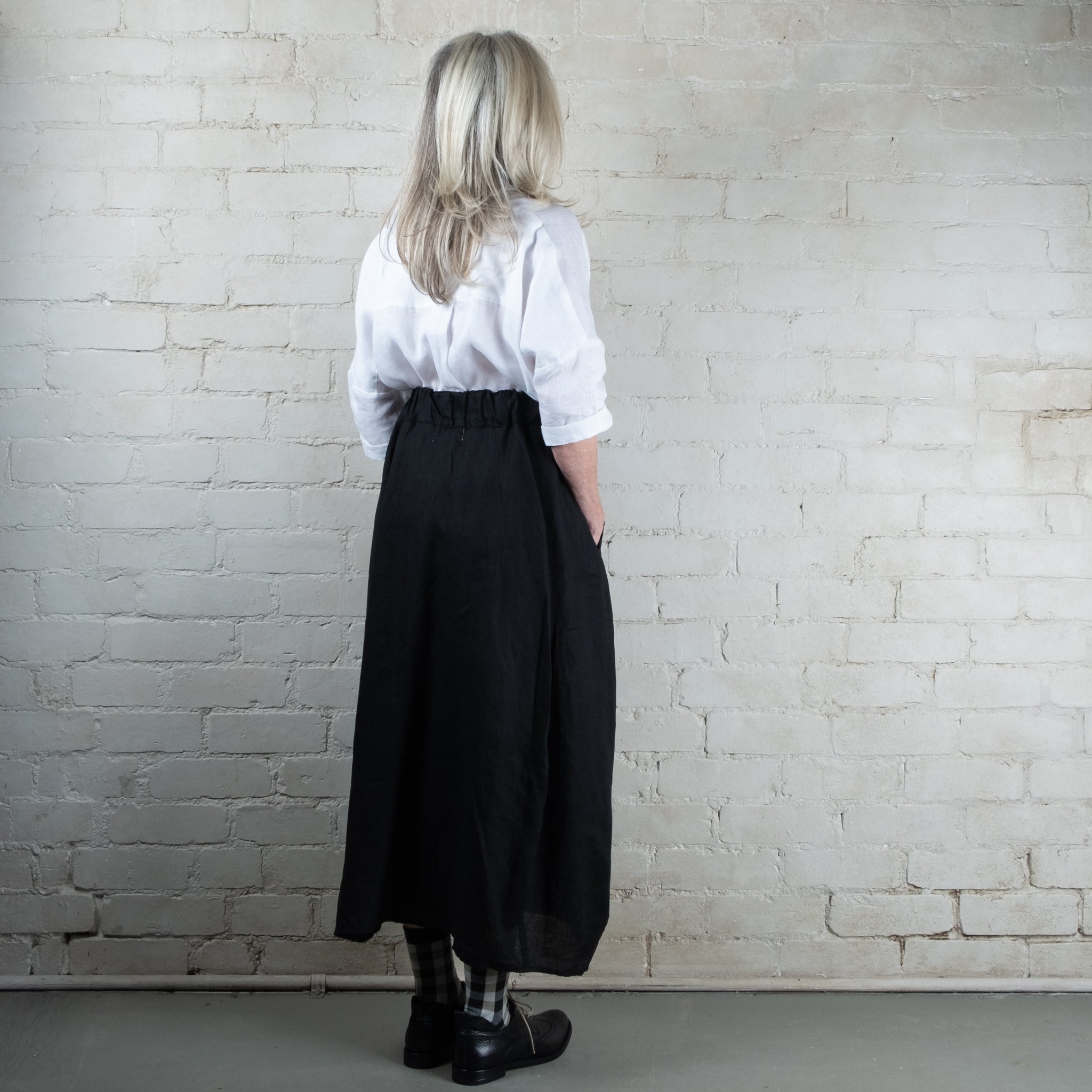 Lana Pull On Black Linen Skirt