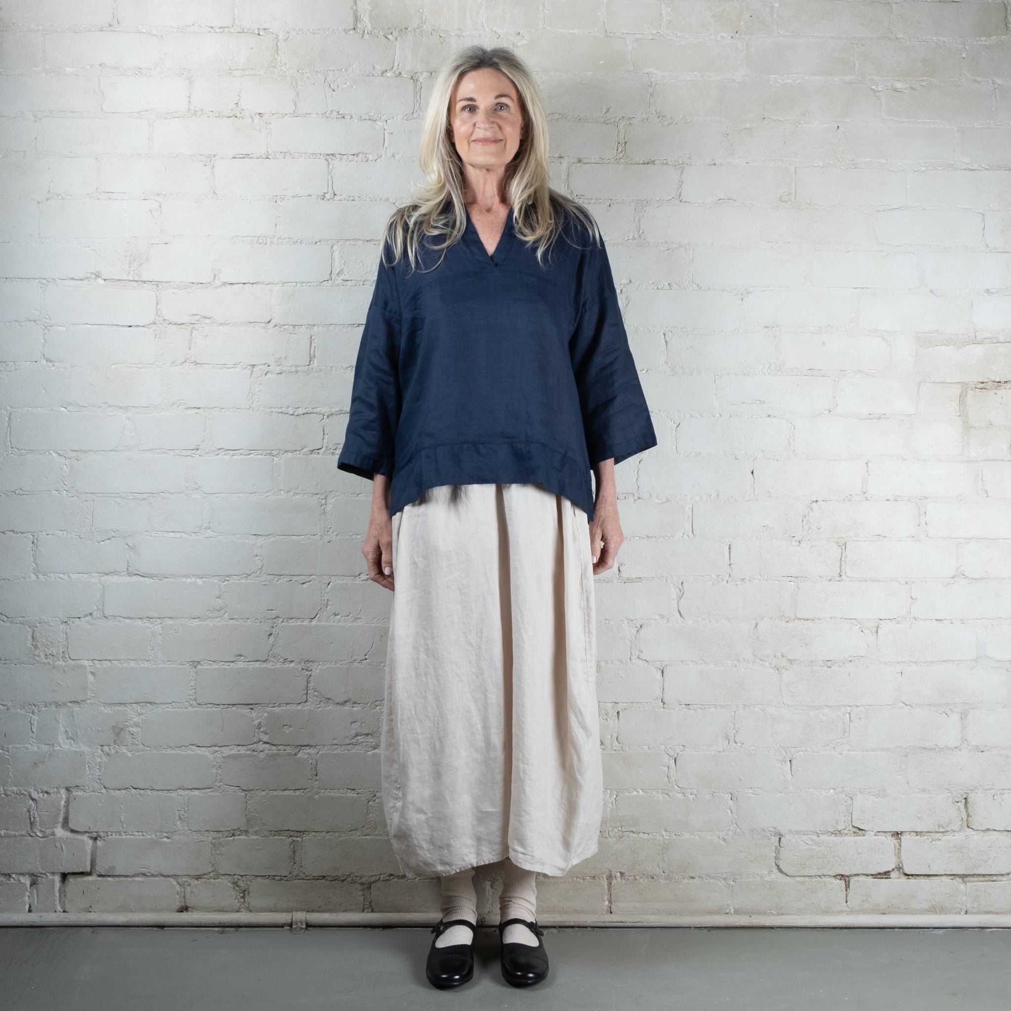 Francis Navy Linen Top