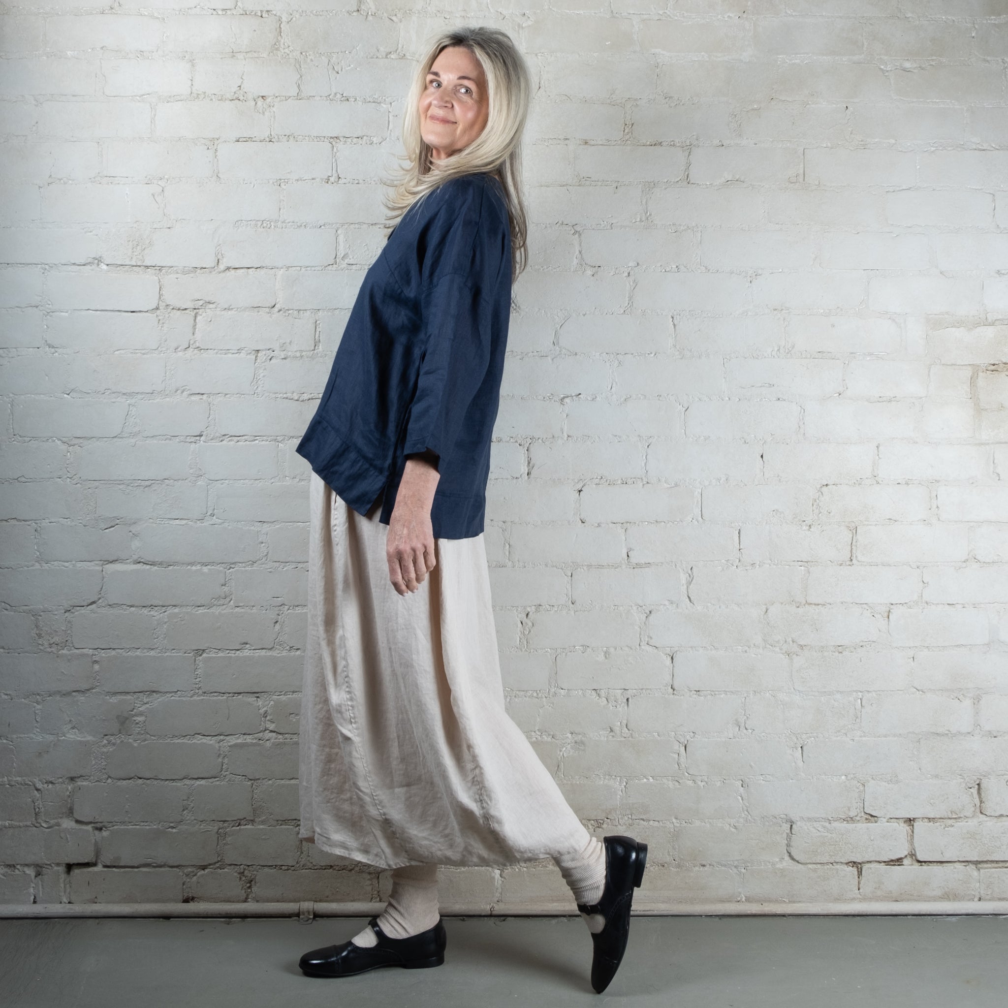 Francis Navy Linen Top