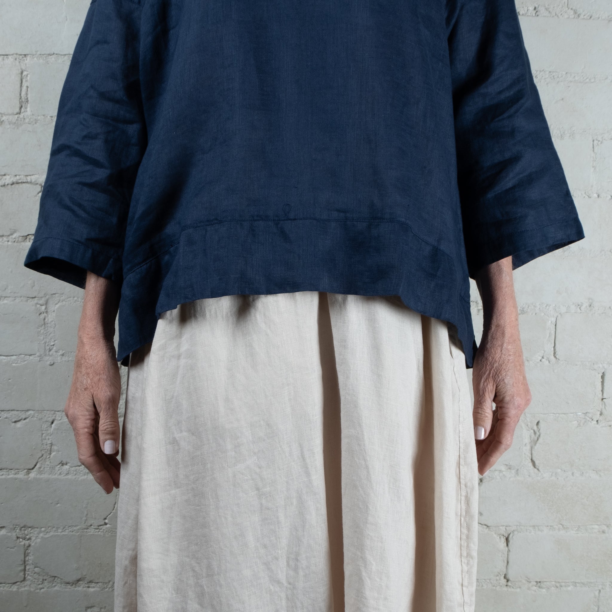 Francis Navy Linen Top