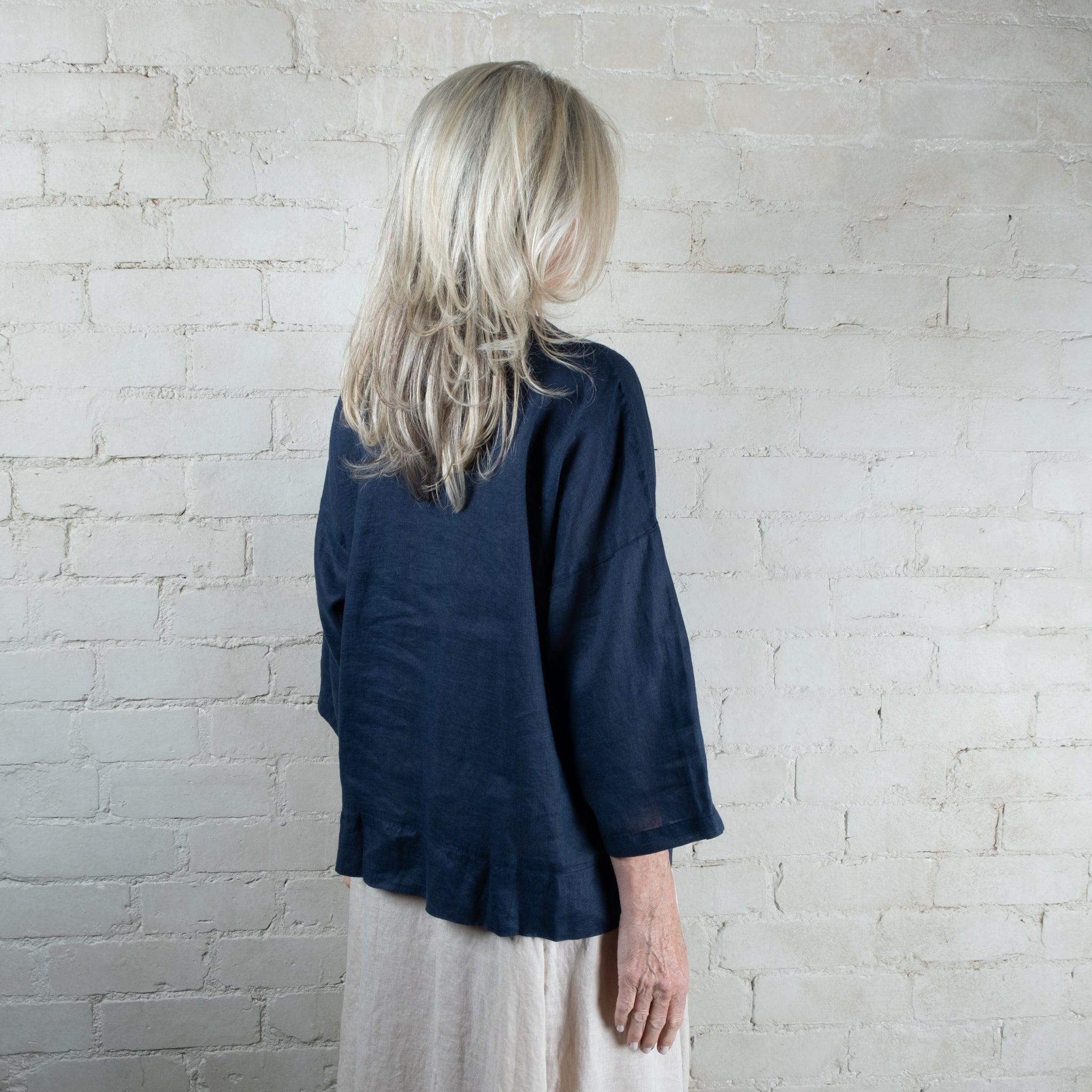 Francis Navy Linen Top