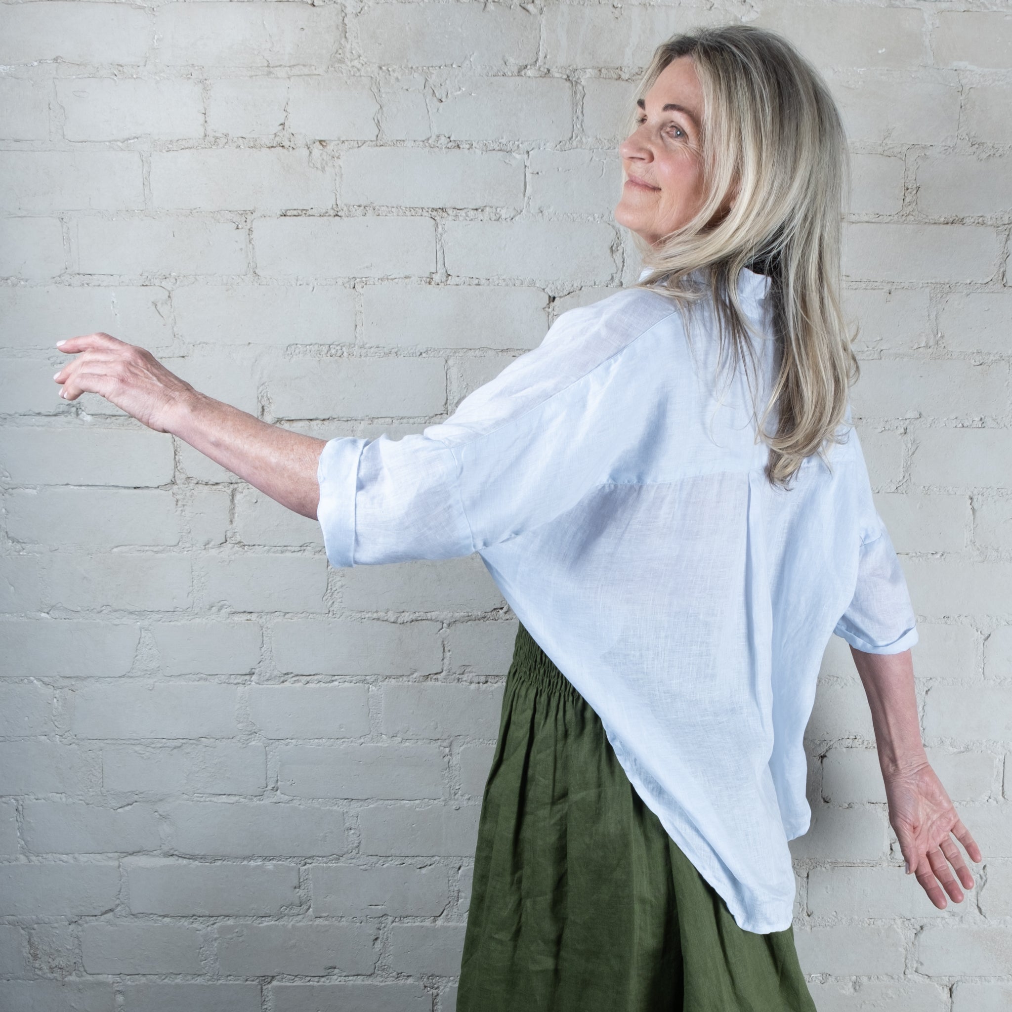 Riley Pale Blue Linen Top