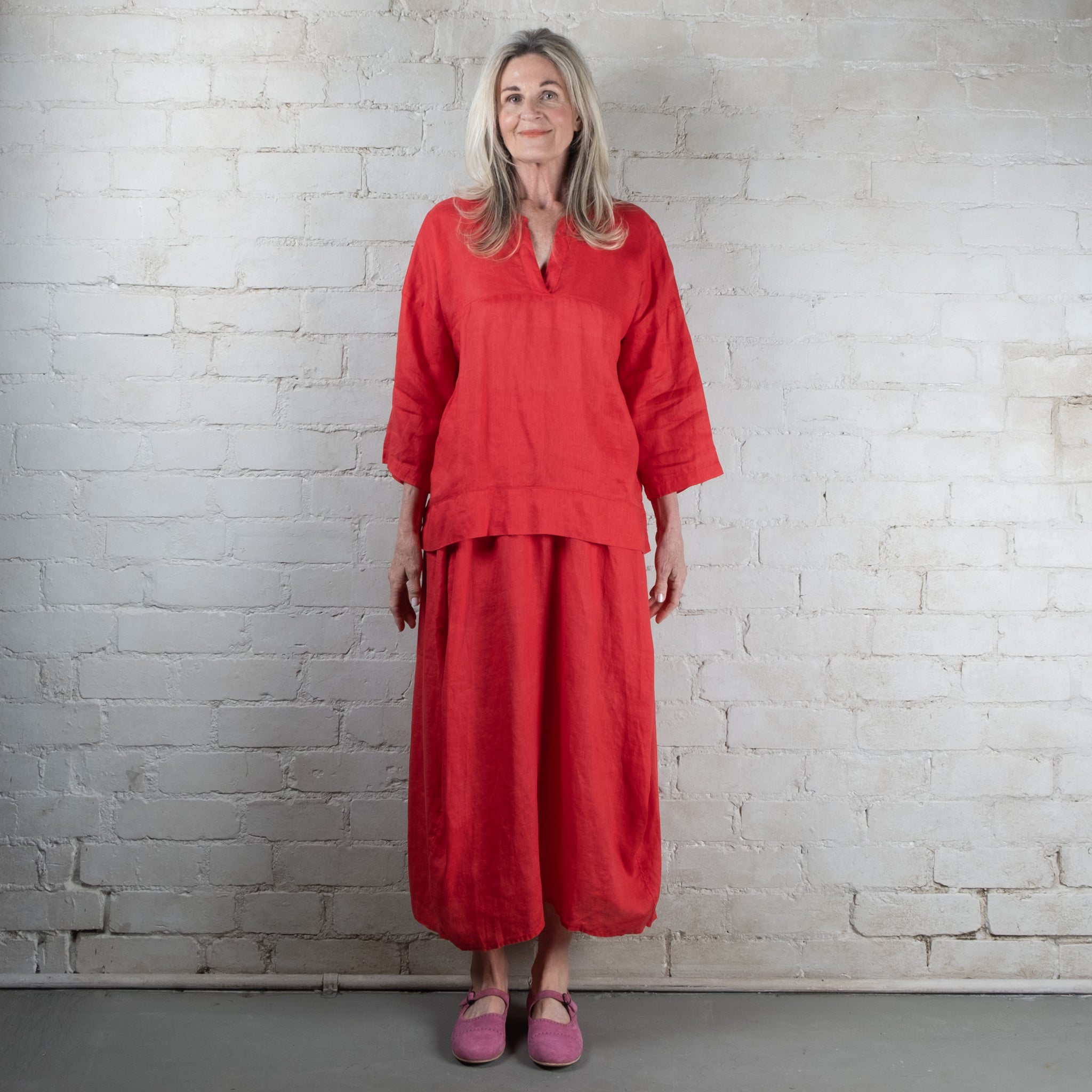 Francis Red Linen Top