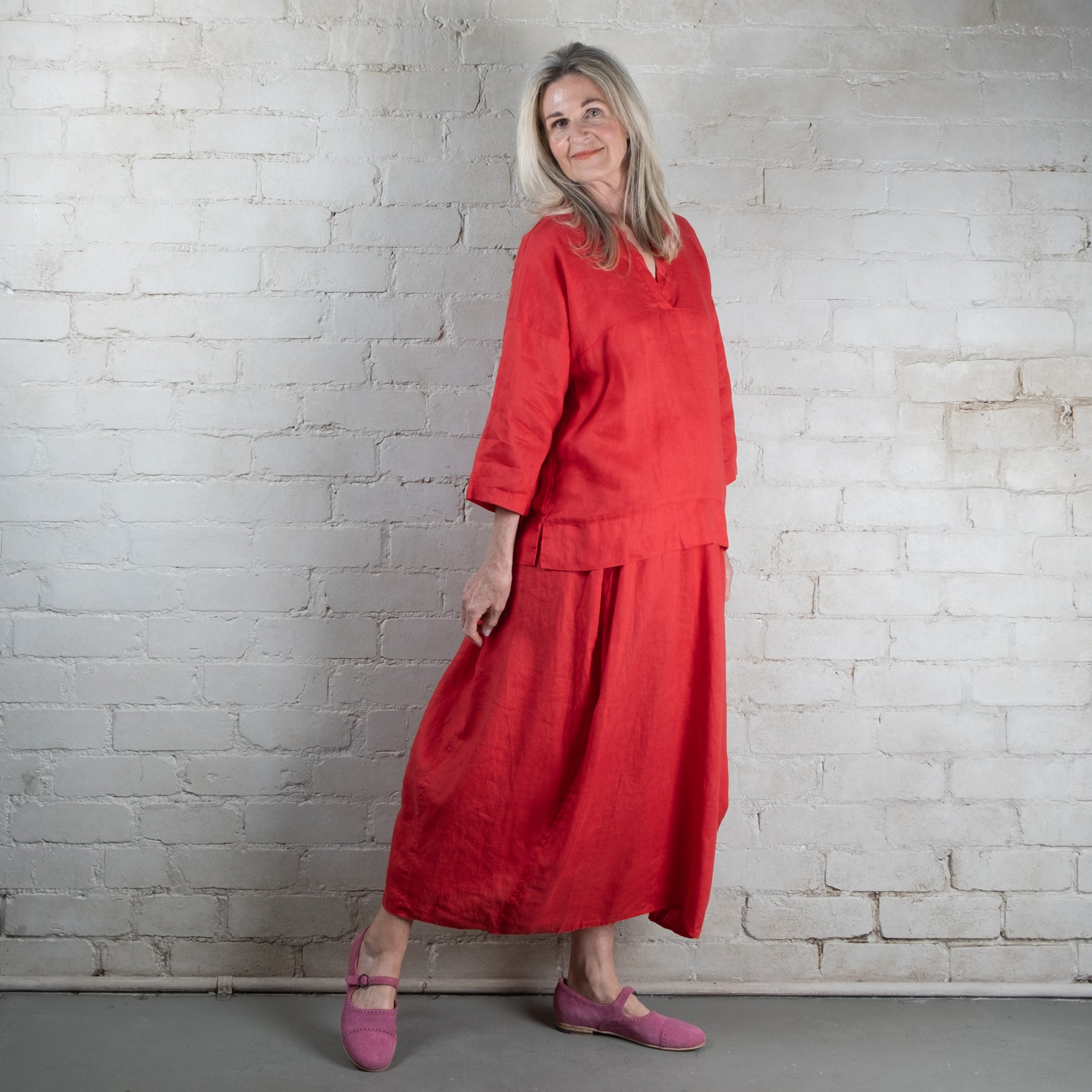 Francis Red Linen Top