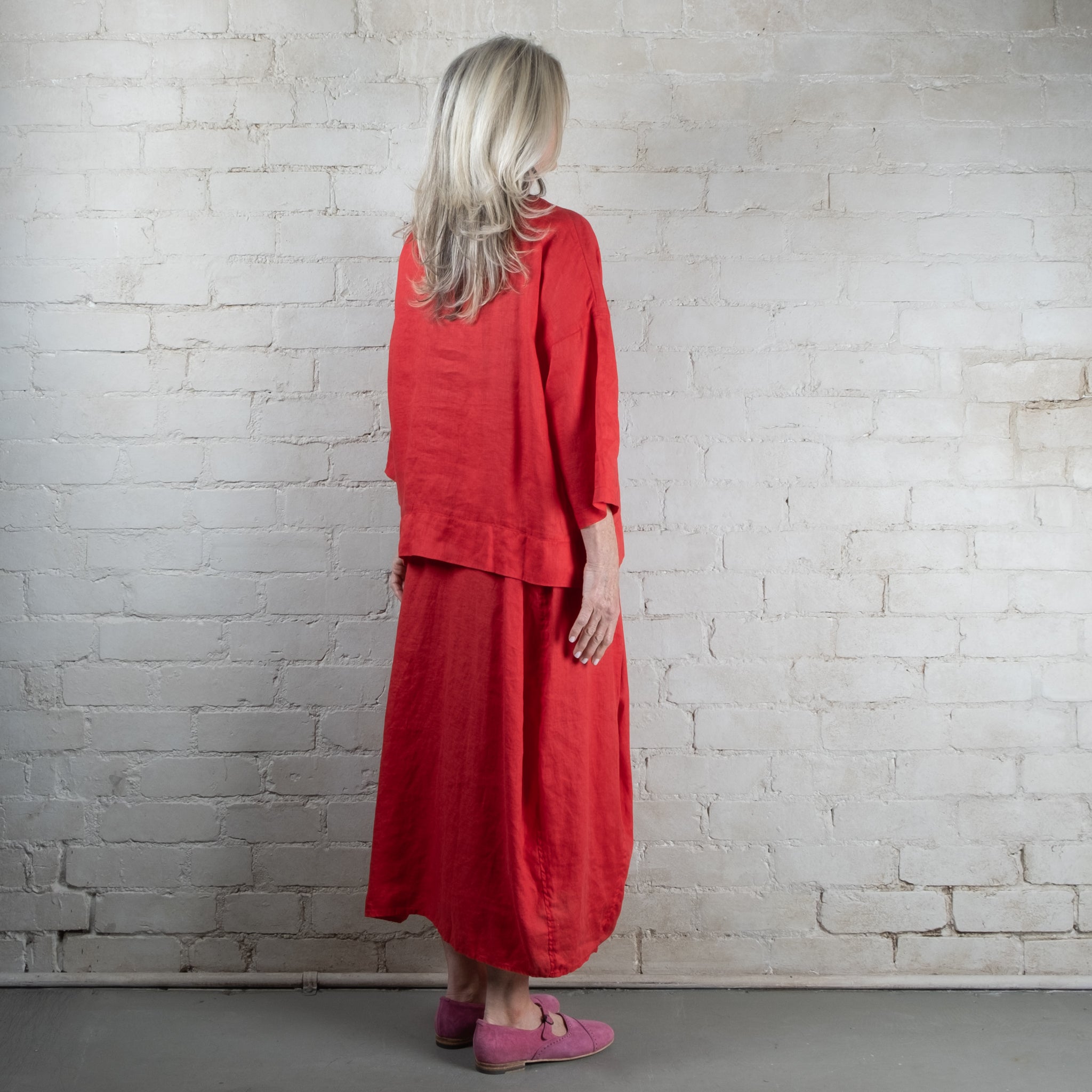 Francis Red Linen Top