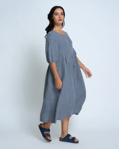 Violetta Anais Linen Check Dress