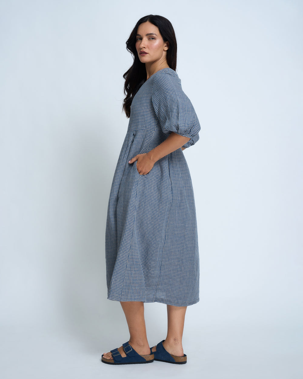 Violetta Anais Linen Check Dress