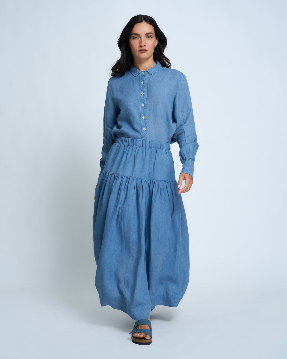Violetta Basque Vintage Wash French Linen Skirt