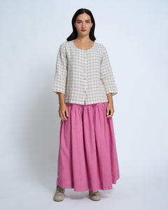Violetta Esther Check Linen Top