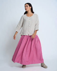Violetta Basque Vintage Wash French Linen Skirt