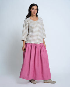 Violetta Basque Vintage Wash French Linen Skirt