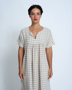 Violetta Aude Check Linen Dress