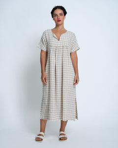 Violetta Aude Check Linen Dress