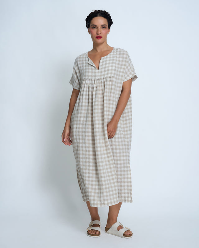Violetta Aude Check Linen Dress