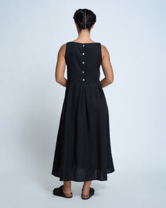 Violetta Potager Vintage Wash French Linen Pinafore Dress