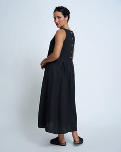 Violetta Potager Vintage Wash French Linen Pinafore Dress