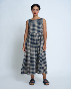Violetta Potager Check Linen Pinafore Dress