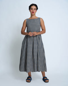 Violetta Potager Check Linen Pinafore Dress