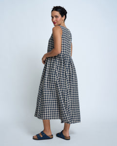 Violetta Potager Check Linen Pinafore Dress