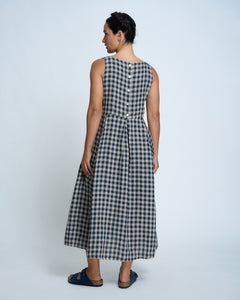 Violetta Potager Check Linen Pinafore Dress