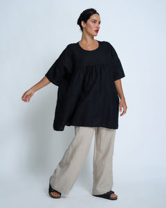 Violetta Sabine Vintage Wash French Linen Tunic Top