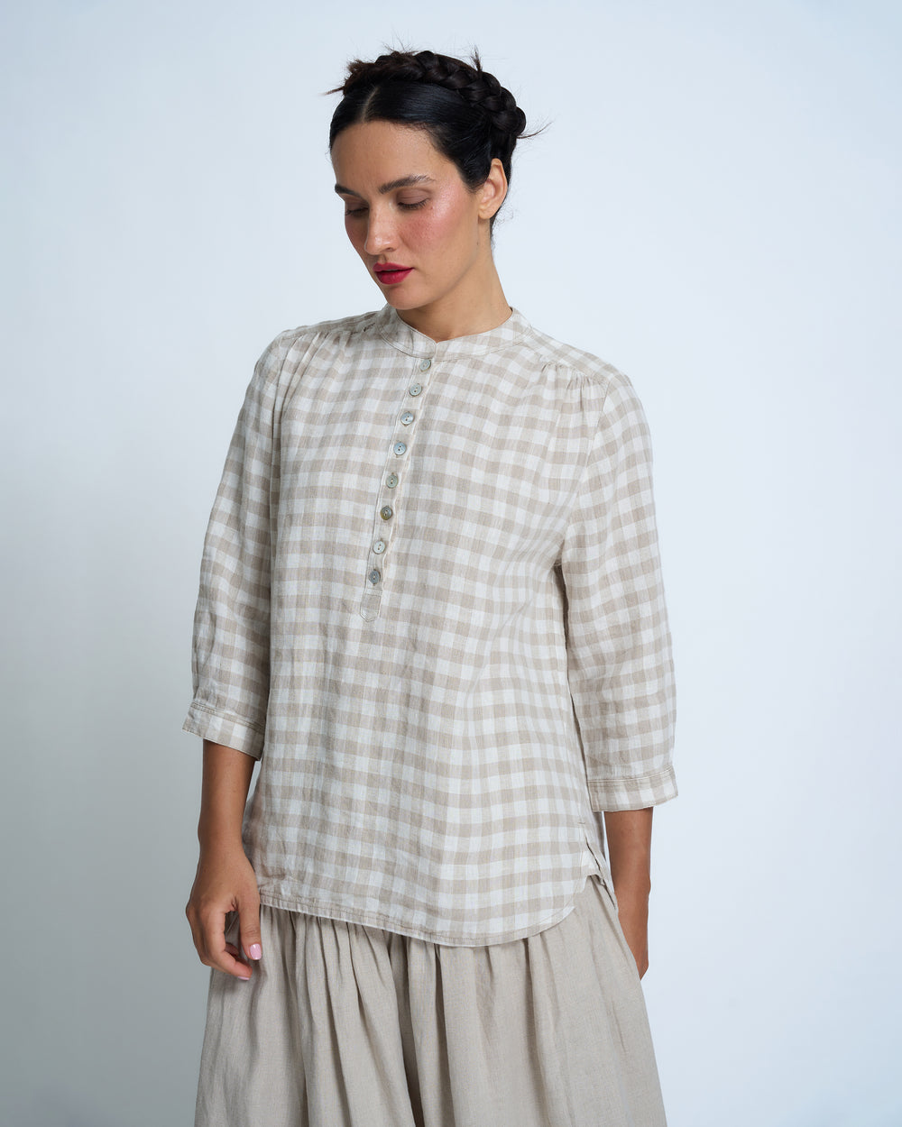 Violetta Seville Linen Check Top
