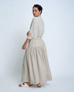 Violetta Basque Vintage Wash French Linen Skirt