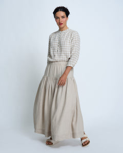 Violetta Basque Vintage Wash French Linen Skirt