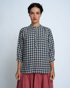 Violetta Seville Linen Check Top
