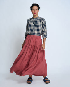 Violetta Basque Vintage Wash French Linen Skirt