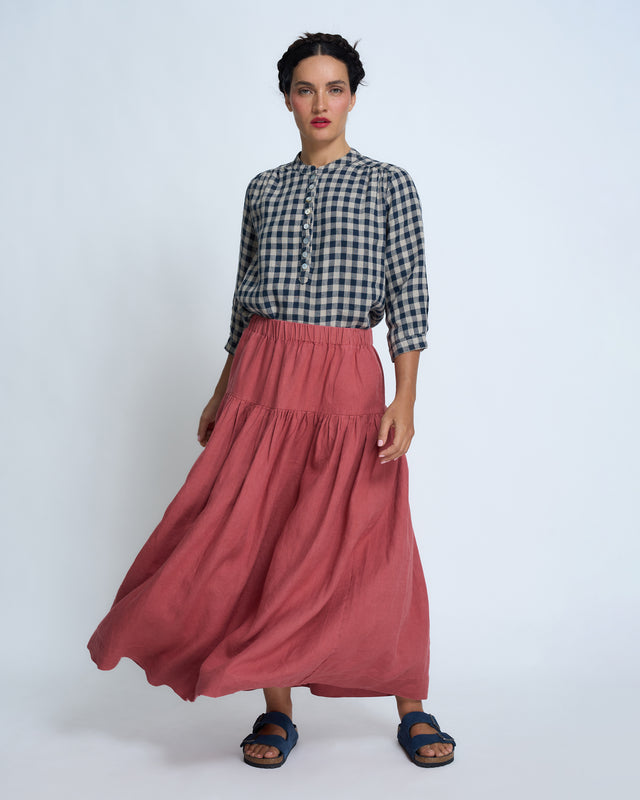 Violetta Basque Vintage Wash French Linen Skirt